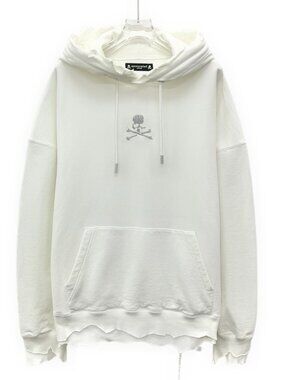X30466 Mastermind Japan White Skull Print Cotton Hooded Sweatshirt M Size